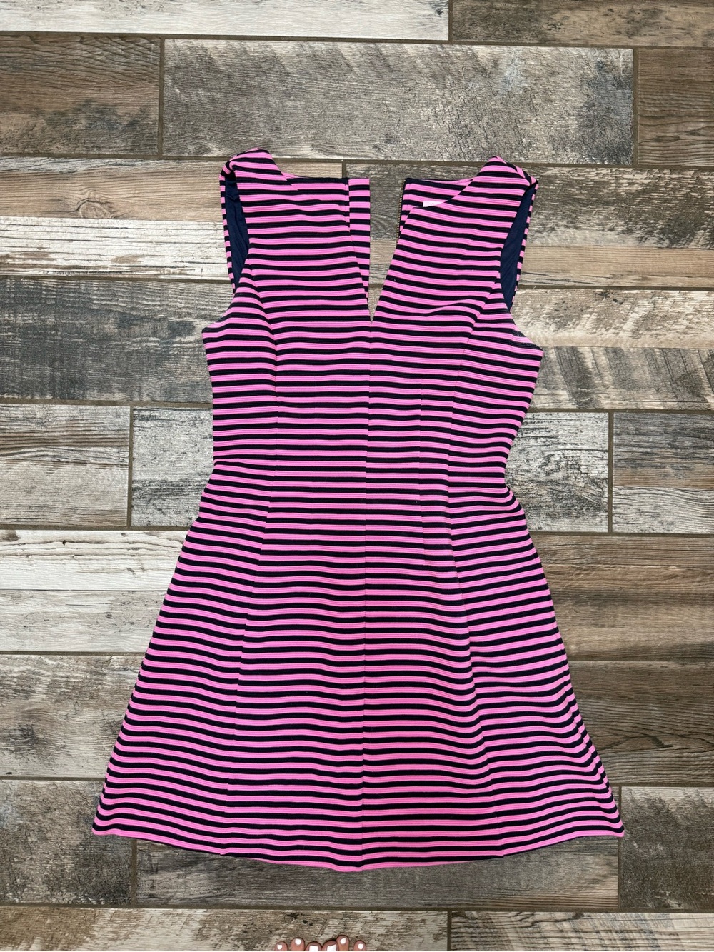Lilly Pulitzer Pink and Navy Striped Midi Dress